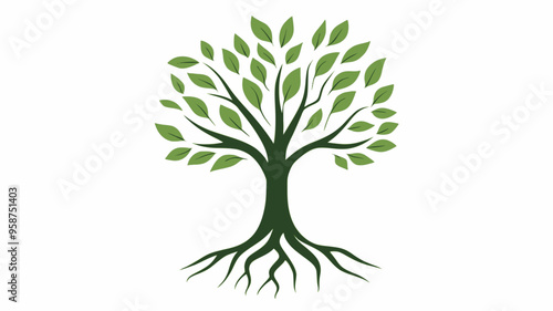 Modern, minimalist logo featuring a stylized tree with strong, rooted branches