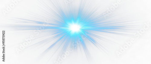 Blue light burst illuminating the darkness isolate on transparent background, cutout, png photo