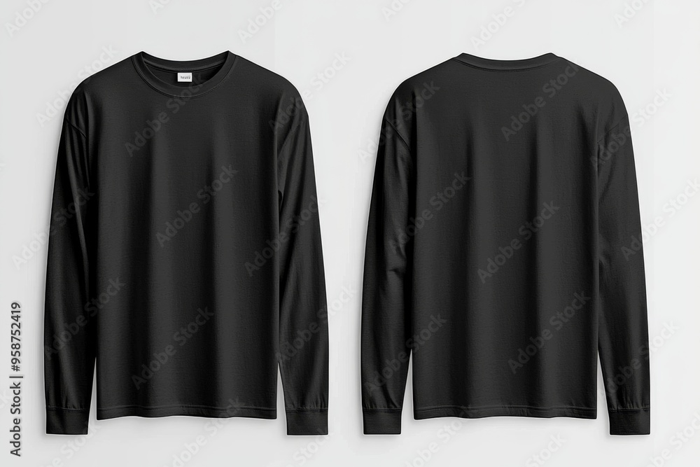 Black long sleeve tshirt mockup isolated created with Generative AI Black long sleeve tshirt mockup isolated created with Generative AI