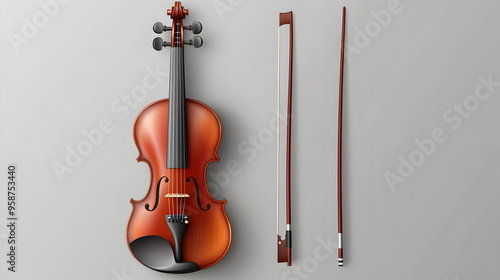 A realistic violin with a bow on a blank background


 photo