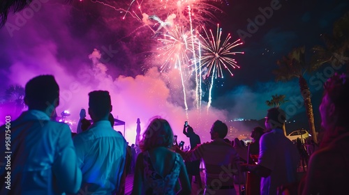 fireworks background at night party, new year's eve party