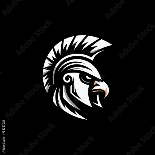 Eagle Spartan Silhouette Vector Logo Design