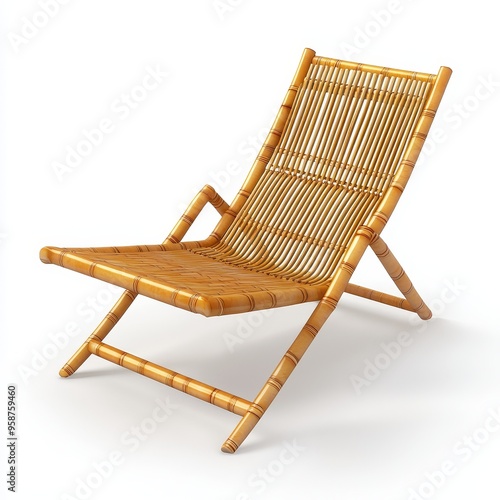 An isolated bamboo chair with a transparent or white background,