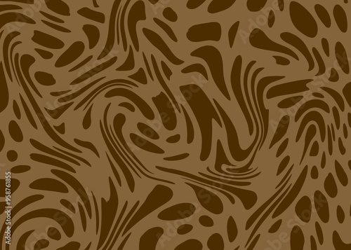 Leopard pattern. Animal print in brown color on a light brown background. Distortion photo