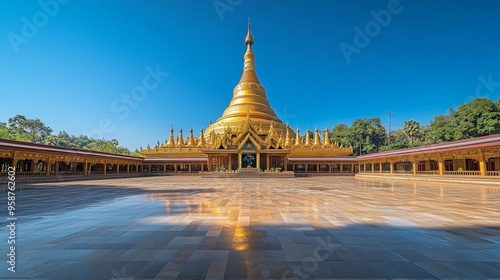 Maha Myat Muni Pagoda on a sunny day photo