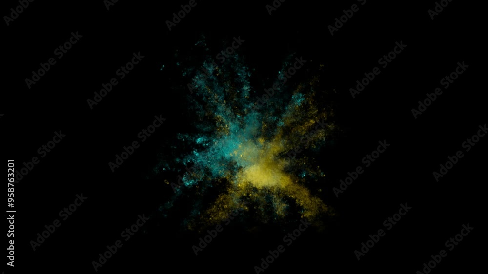 Coloured Smoke Explosion Teal Yellow