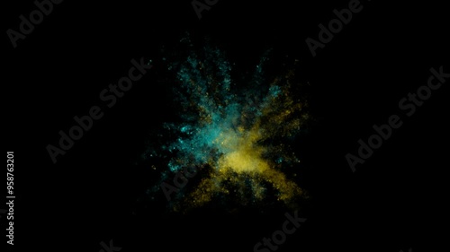 Coloured Smoke Explosion Teal Yellow