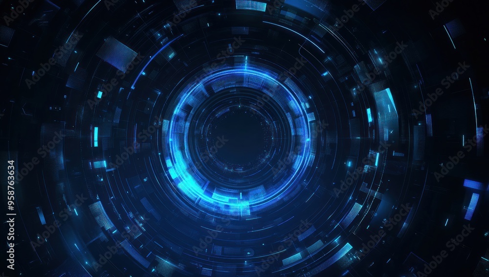 Abstract Digital Circle Pattern in Blue Abstract Digital Circle Pattern in Blue