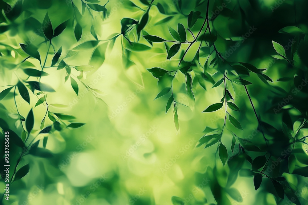 Green leaves on blurred greenery background Green leaves on blurred greenery background