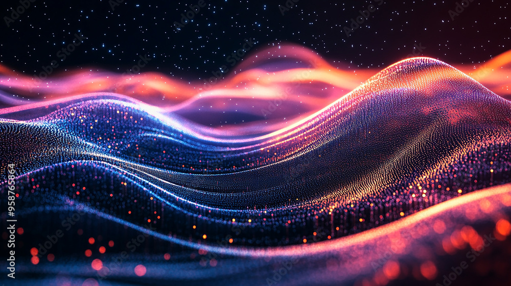 Abstract wave particle technology background Abstract wave particle technology background