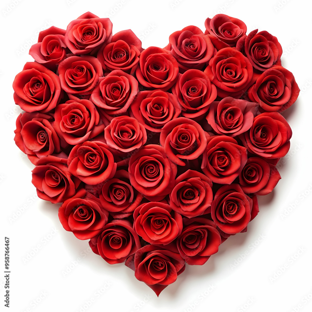 red roses in a heart shape isolated on white background red roses in a heart shape isolated on white background