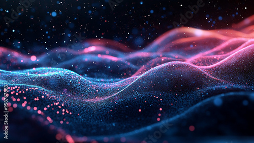 Abstract wave particle technology background