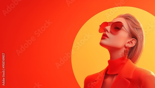 Digital fashion portfolio, trendy looks, stylish layout, 3D illustration