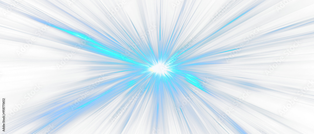 Fototapeta premium Blue light rays radiate from a central point, creating a dynamic and energetic visual effect isolate on transparent background, cutout, png