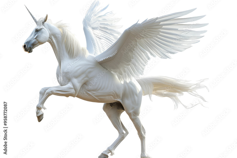 Graceful Pegasus isolated with clear white background in high definition Graceful Pegasus isolated with clear white background in high definition