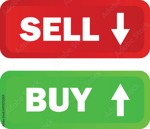 Buy and sell Color buttons, Arrow button Buy and sell, Trading Button Icon, Stock market template, Trading template, Arrow button Finance