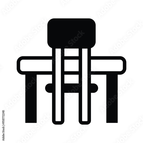 A modern classroom furniture icon,focused on education and study