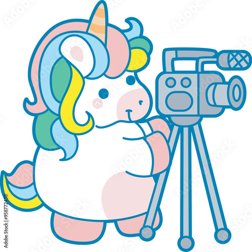 Illustration of cute unicorn activities icon.
Funny rainbow unicorn daily routine stickers.