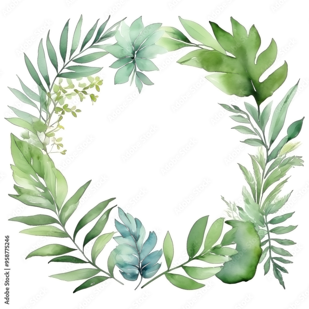 Watercolor botanical background frame Watercolor botanical background frame