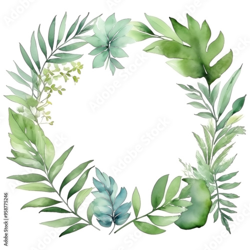 Watercolor botanical background frame