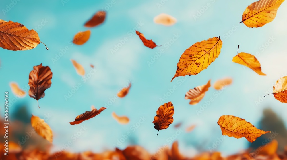 Crisp autumn day with leaves swirling in the wind, cool weather, fall colors Crisp autumn day with leaves swirling in the wind, cool weather, fall colors