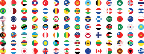 National flags in circle shape. National flags set. World flags. Flags of countries