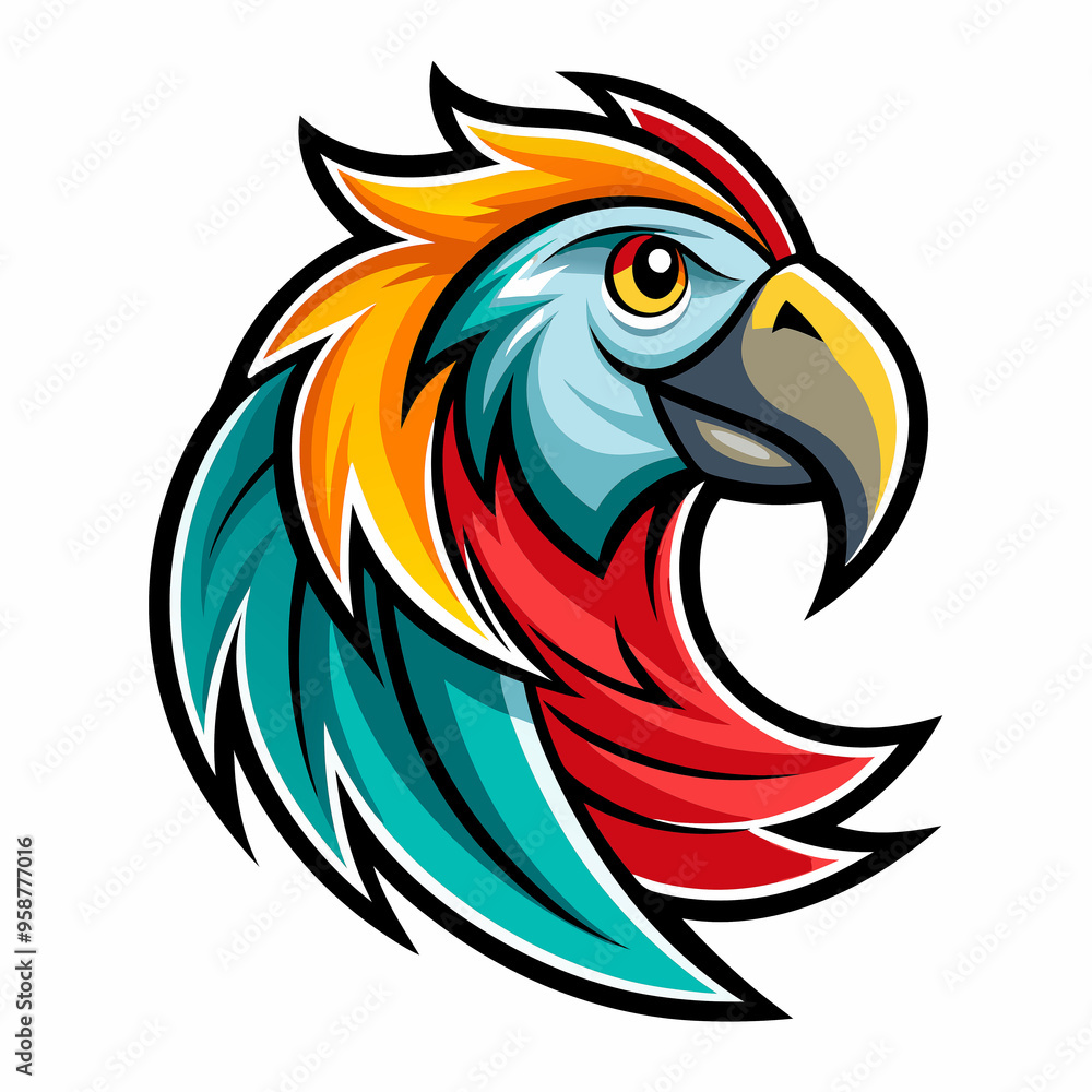 Fototapeta premium Parrot cartoon colourful graphic design