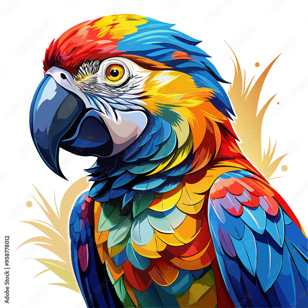 Obraz premium Cute baby parrot cartoon watercolour drawing