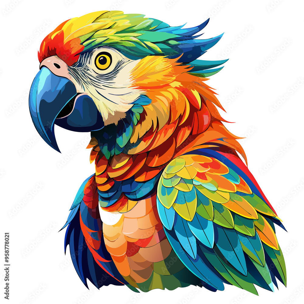 Obraz premium Cute baby parrot cartoon watercolour drawing