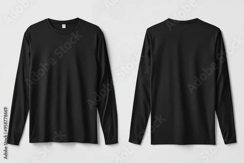 Black long sleeve tshirt mockup isolated created with Generative AI