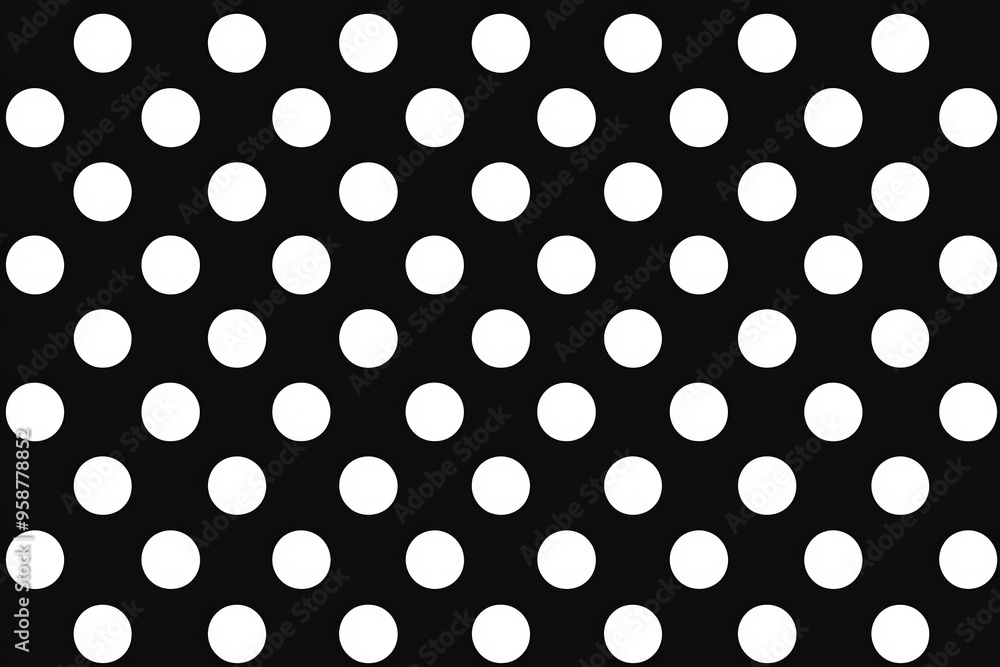 Modern Seamless Polka Dot Pattern on Black Background; Simple Minimalistic Design with White Dots for Textiles, Prints, and Wallpapers. Modern Seamless Polka Dot Pattern on Black Background; Simple Minimalistic Design with White Dots for Textiles, Prints, and Wallpapers.
