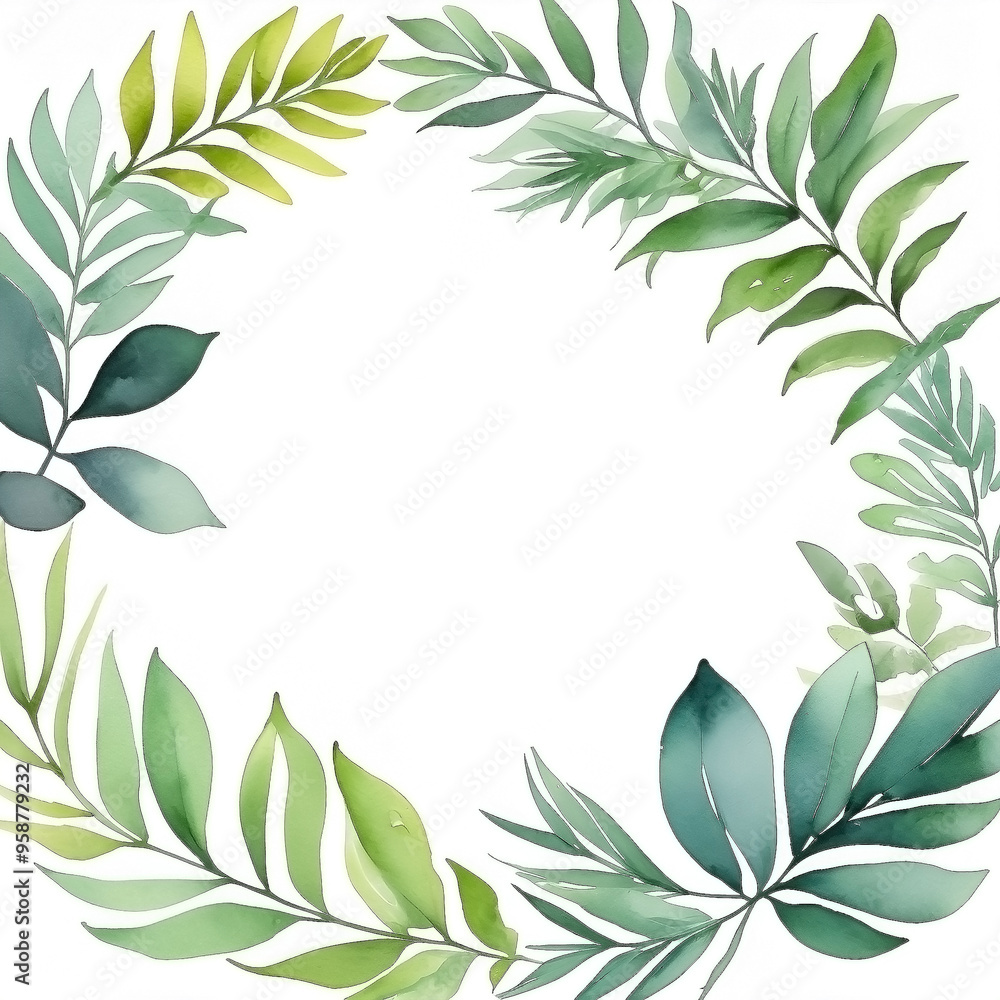 Watercolor botanical background frame Watercolor botanical background frame