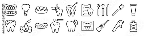 Dental web line icon. Linear icon collection. Editable stroke. Vector illustration