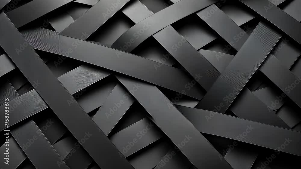 Black interwoven bands rotating seamlessly Black interwoven bands rotating seamlessly