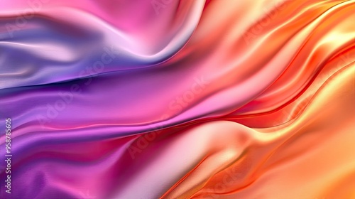 Digital rendering of a luxurious silk fabric with a gradient ombre pattern in rich, sunset colors. The smooth, flowing design is perfect for creating stunning, elegant textiles.