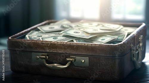 A briefcase filled with cash and property titles, showcasing payment for assets