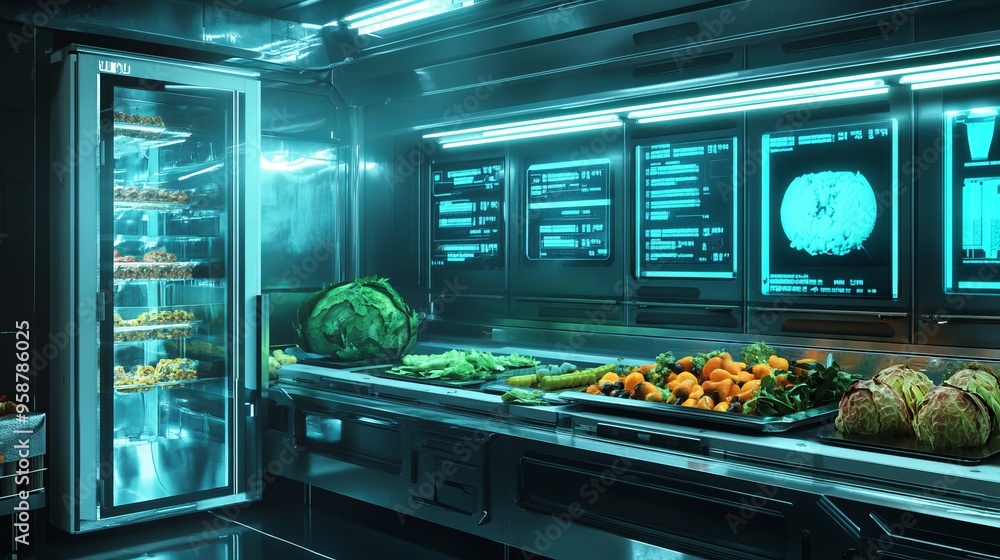 futuristic food bank background concept futuristic food bank background concept