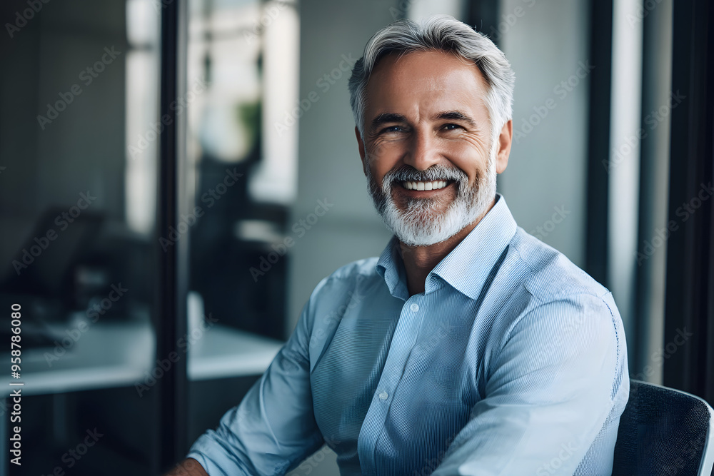 Professional Man with a Warm Smile in Business Casual Attire, in a Contemporary Office with Minimalistic Design, Demonstrating Approach ability and Competence. Ideal for Business and Corporate Themes Professional Man with a Warm Smile in Business Casual Attire, in a Contemporary Office with Minimalistic Design, Demonstrating Approach ability and Competence. Ideal for Business and Corporate Themes