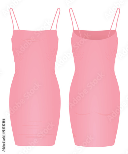 Pink  latex dress. vector illustration