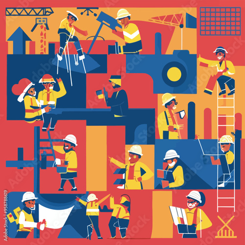2d vector illustration safety , Civil protection and safety when working and taking safety 

ork