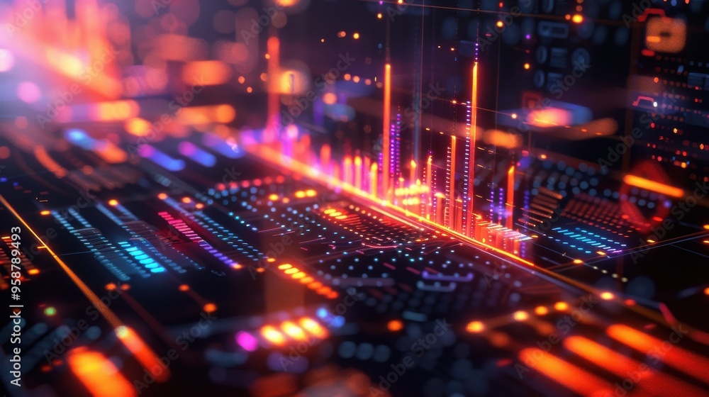 Abstract Digital Interface with Glowing Data Lines Abstract Digital Interface with Glowing Data Lines