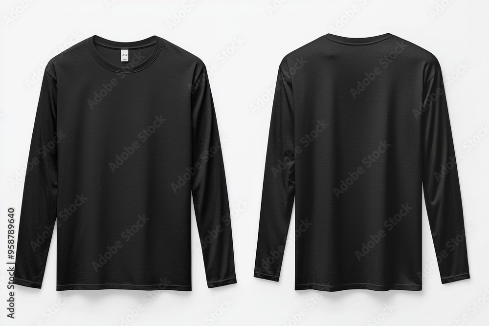 Black long sleeve tshirt mockup isolated created with Generative AI Black long sleeve tshirt mockup isolated created with Generative AI