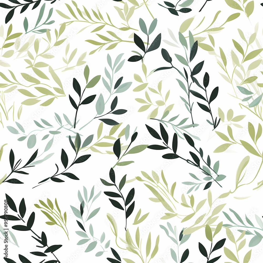 Delicate branches with white leaves on a soft gray background. Delicate branches with white leaves on a soft gray background.