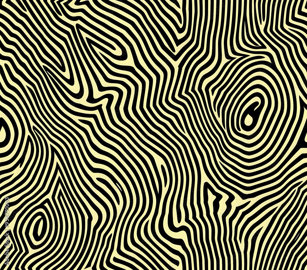 Abstract yellow and black wavy pattern with fluid, maze-like lines. Ideal for modern textiles, wallpapers, or creative backgrounds, and works seamlessly as a repeating design. Abstract yellow and black wavy pattern with fluid, maze-like lines. Ideal for modern textiles, wallpapers, or creative backgrounds, and works seamlessly as a repeating design.