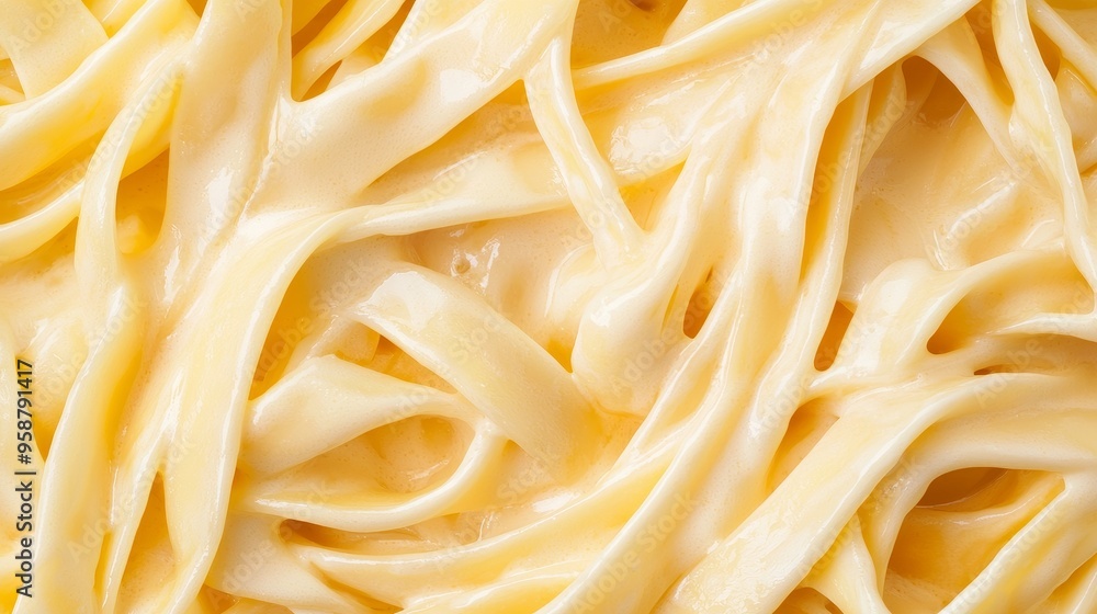 Close-up of creamy Alfredo pasta, freshly served in a bowl, rich and delicious, 3D illustration Close-up of creamy Alfredo pasta, freshly served in a bowl, rich and delicious, 3D illustration