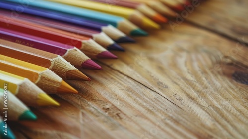 Different colored pencils on the table