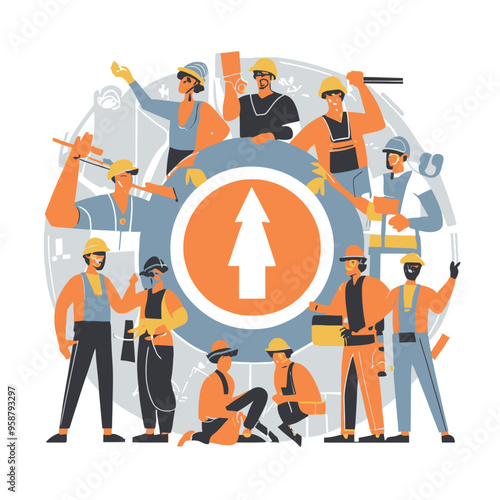 2d vector illustration safety , Civil protection and safety when working and taking safety 

ork