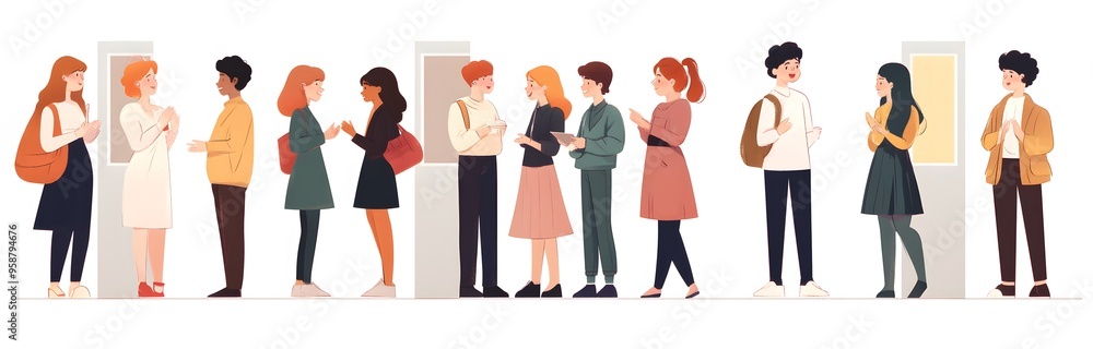 set of vector illustrations of cartoon characters talking set of vector illustrations of cartoon characters talking