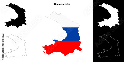 Obalno-kraska region outline map set