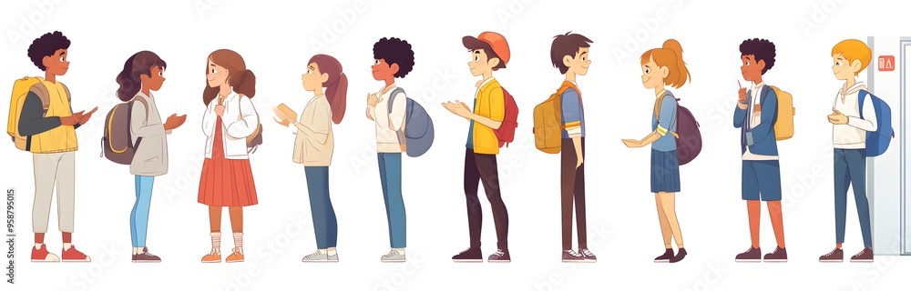 set of vector illustrations of cartoon characters talking set of vector illustrations of cartoon characters talking